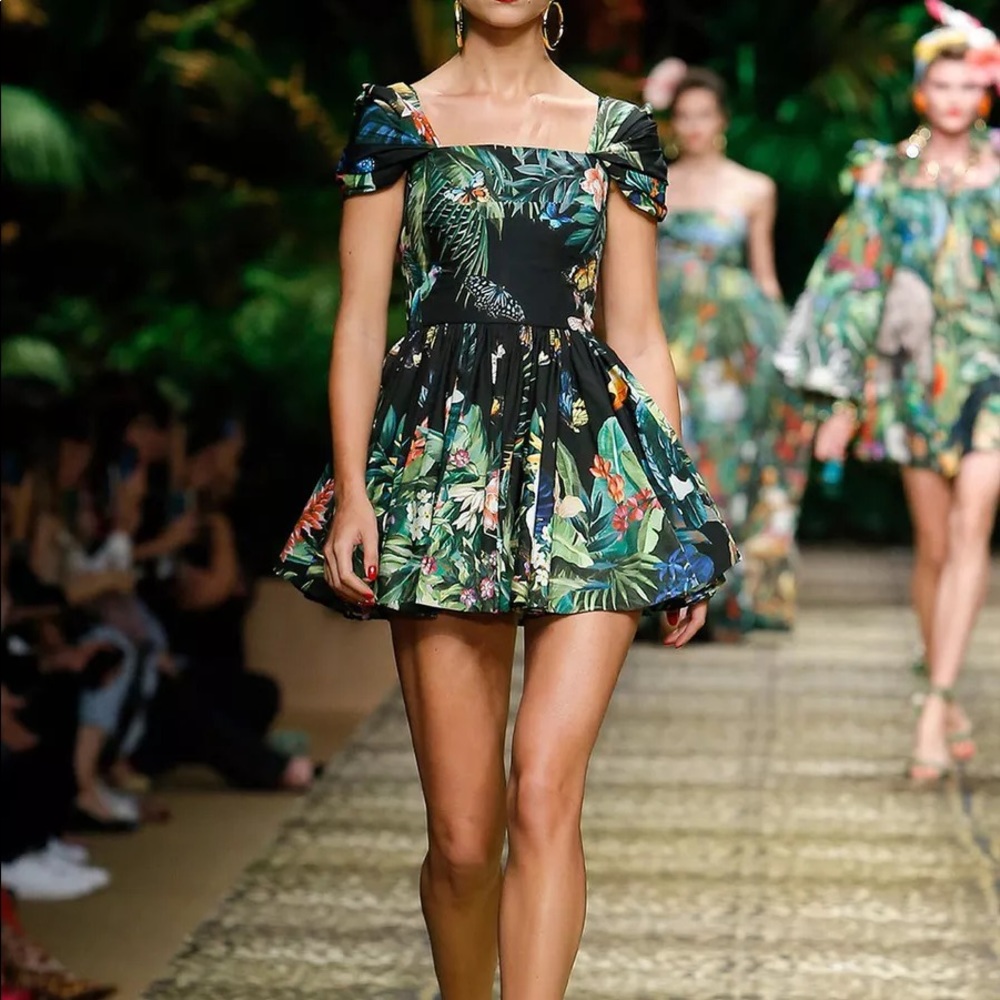 Dolce & Gabbana Women's Green Short Poplin Dress IT 44